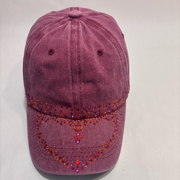 100% Cotton Casual Dusty Rose Rhinestone Bling Hip Hop Style Streetwear Cap Hat - Picture 3 of 9